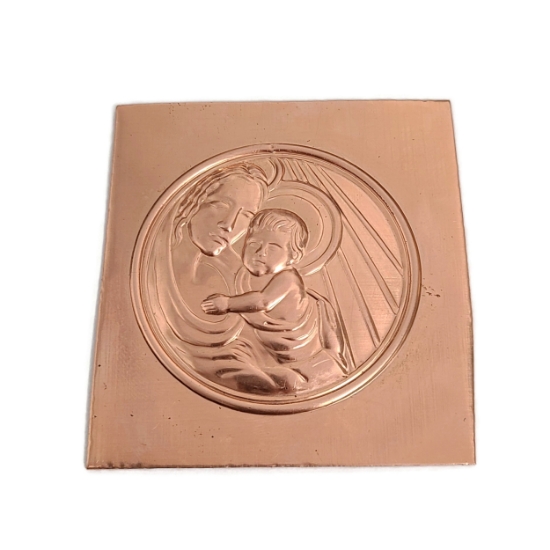 Picture of Copper Stamping Mother and Child Round Ornament