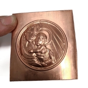 Picture of Copper Stamping Mother and Child Round Ornament