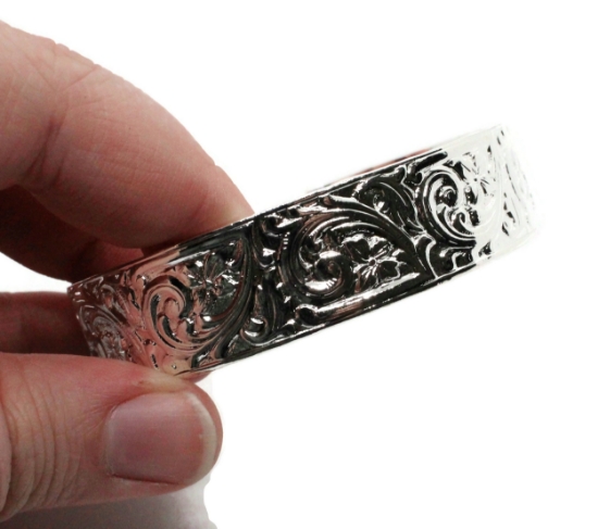 Picture of Silver Plated Cuff Bracelet - Flourish Floral Ratio