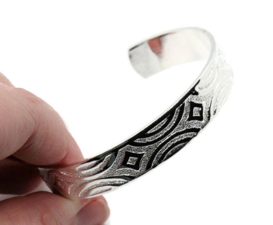 Picture of Silver Plated Cuff Bracelet - Retro Textures