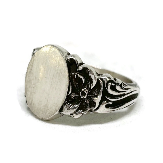 Picture of Sterling Silver Stamping Floral Ring w/ Swirls