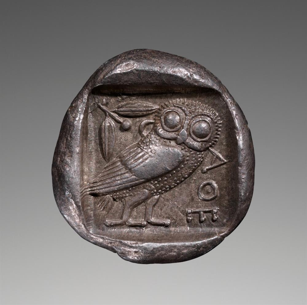 An Athenian tetradrachm (475-465 BCE) found in Jordan. Digital image courtesy of Getty’s Open Content Program.